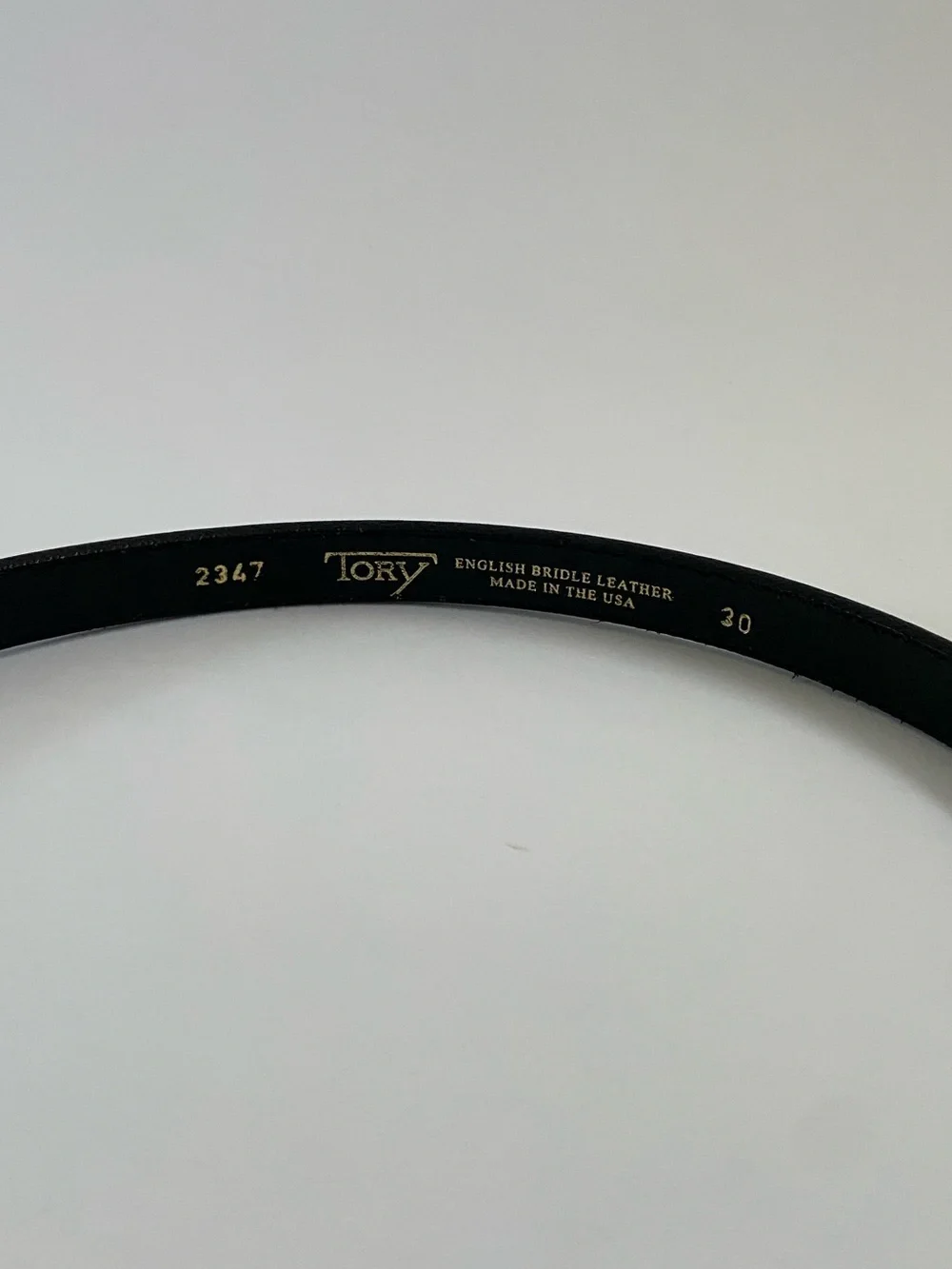 Tory Slim Black Leather Belt with Gold Spur Buckle